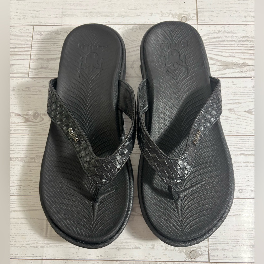 KuaiLu Orthotic Arch Support Black Flip Flops Thong Sandals Womens Size 6